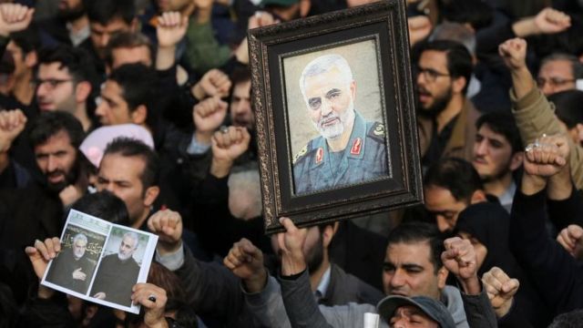 Protest in Tehran against the killing of Qasem Soleimani (3 Jan)