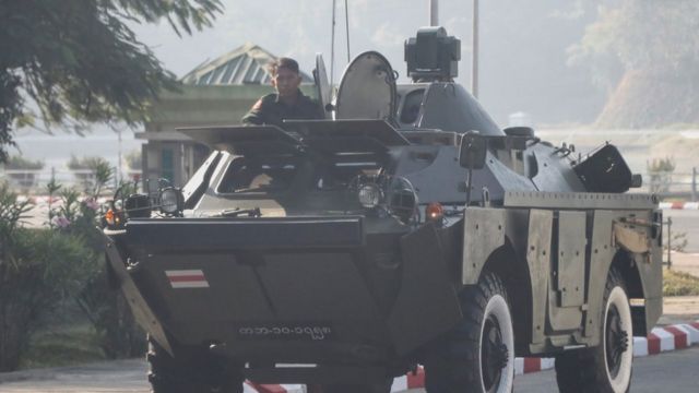 Kendaraan militer Myanmar, kudeta, tentara