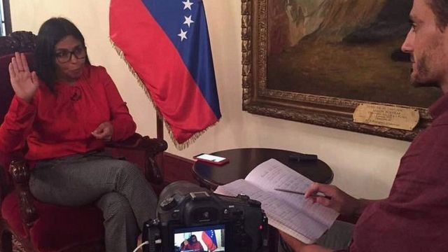 La canciller venezolana Delcy Rodríguez en entrevista con BBC Mundo