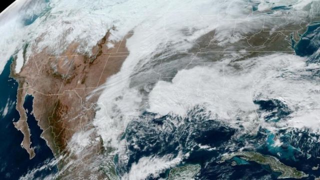 Imagen satelital de las condiciones meteorológicas sobre América del Norte