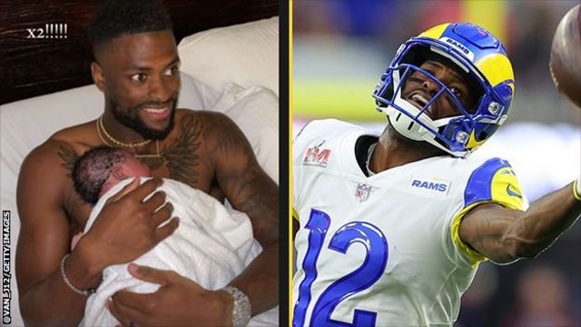 Super Bowl 2022: Van Jefferson's wife leaves game to give birth - BBC Sport