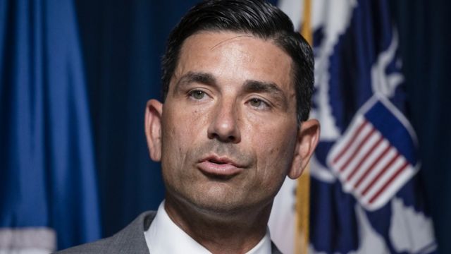 Homeland Security Secretary Chad Wolf speaks during a press conference on the actions taken by Border Patrol and Homeland Security agents in Portland