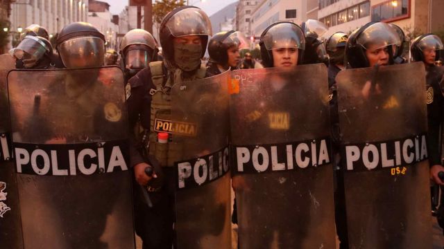 Police in Peru during protests