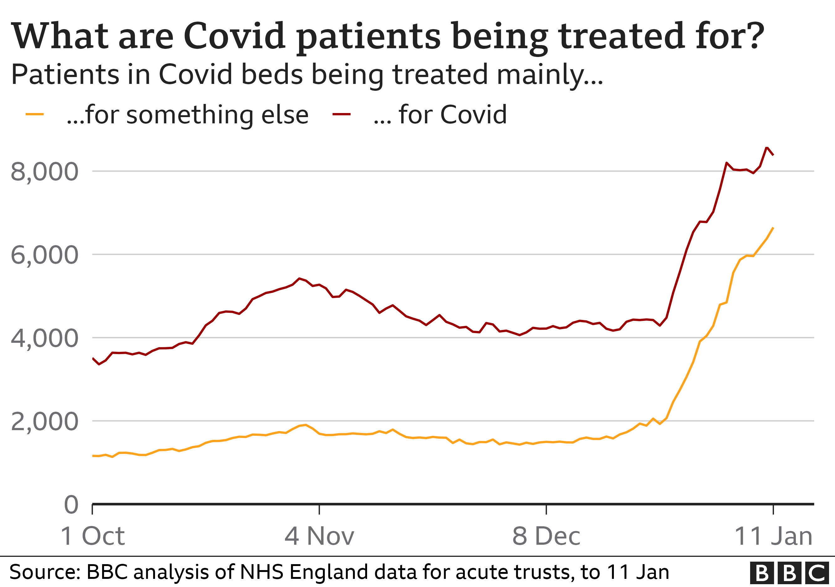 Chart showing Covid hospital numbers