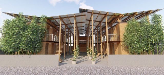 Low-cost 'four-hour' bamboo house wins top prize - BBC News