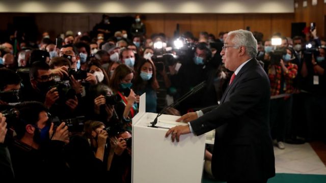 António Costa dio un discurso en la noche del domingo tras ganar las elecciones en Portugal.