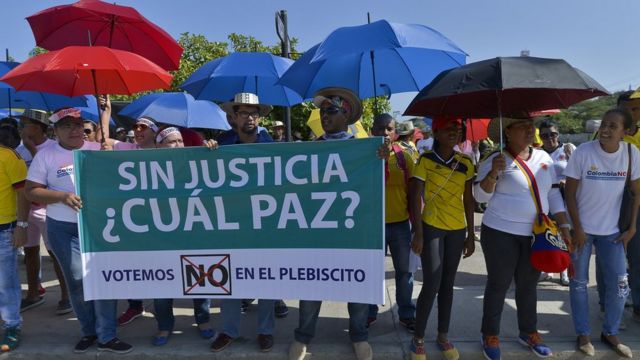 Partidarios del "No" al acuerdo de las FARC.