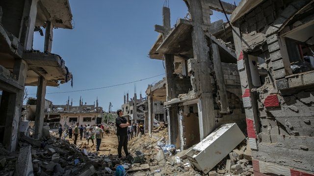 Casas destruidas en la Franja de Gaza