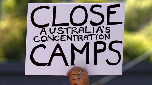 Protesta contra los campamentos de refugiados de Australia