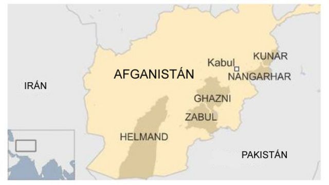 Mapa de Afganistán con varias de sus provincias