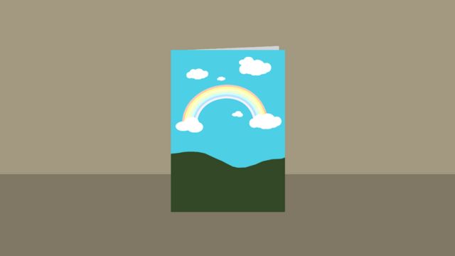 Una tarjeta con un arcoíris