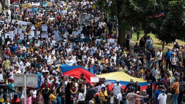 Manifestastes en Caracas.