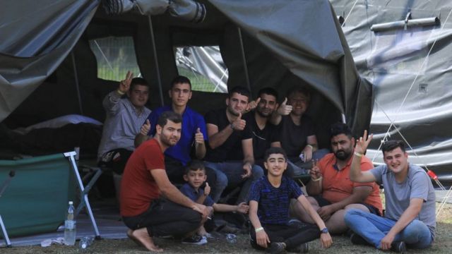 Мигранты в лагере в Литве