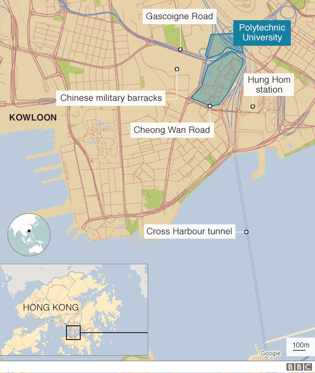 Map showing location of protests