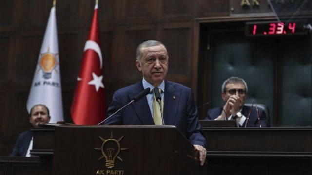 أردوغان خلال حديثه أمام البرلمان التركي الأربعاء