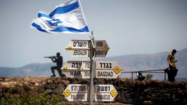 Foto do arquivo mostrando a posição israelense nas colinas ocupadas de Golã (10 de maio de 2018)