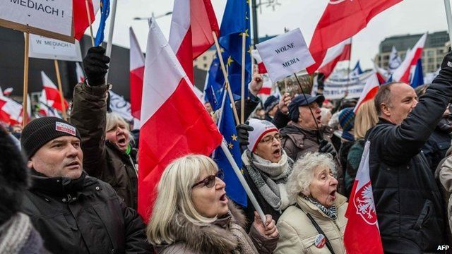 Freedom Of Speech Call In Poland Media Law Protests Bbc News