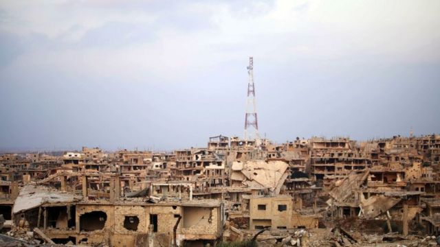 المباني المدمرة في مدينة درعا الجنوبية، 2 أغسطس/آب 2018