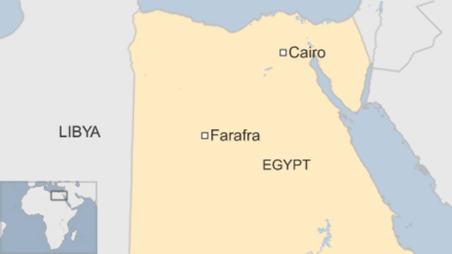 Map of Egypt showing Farafra in the Western Desert