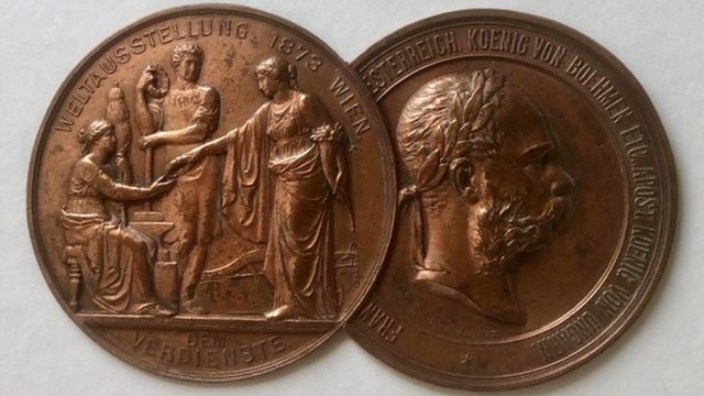 Medal won by Pryce Jones at the Vienna Fair in 1873.