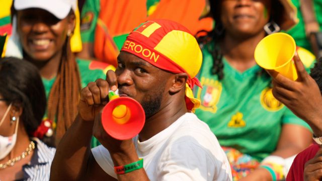 Cameroon fans during Cameroon against Burkina Faso, African Cup of Nations, at Paul Biya Stadium - Sunday January 2022