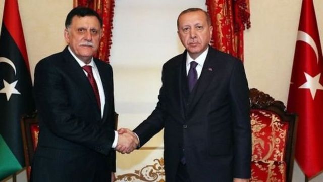 Libya Başbakanı Fayez al-Sarraj ve Cumhurbaşkanı Recep Tayyip Erdoğan