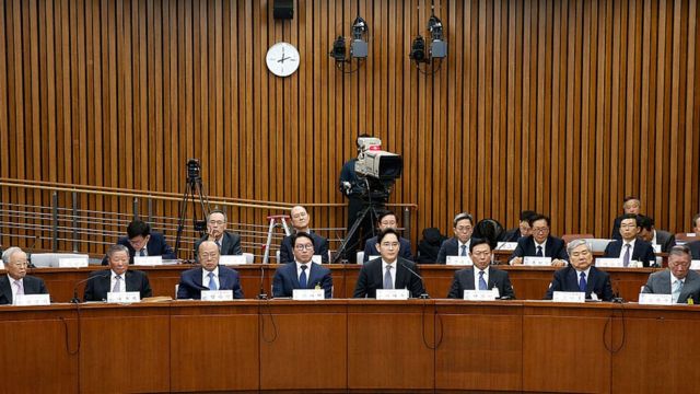 Las audiencias parlamentarias en 2016 por el escándalo de corrupción de la presidenta Park.
