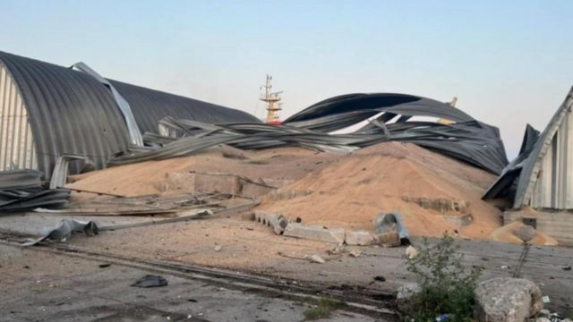 Destroyed grain warehouse