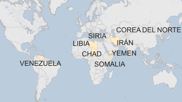 Los 8 países en los que pesa el veto migratorio de EE.UU.