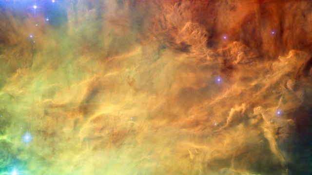 This Hubble image shows the Lagoon Nebula, which contains a lot of helium-3 gas.