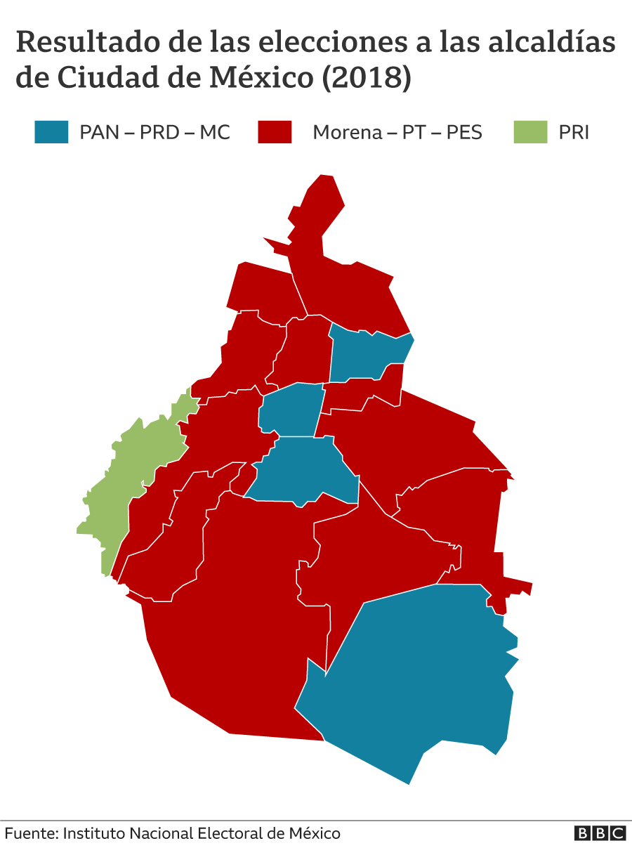 CDMX mayoralty map 2018