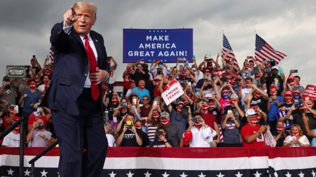 President Donald Trump holds a campaign event at Smith Reynolds Regional Airport in Winston-Salem September 2020