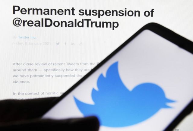 Twitter suspended Trump's account in January 2021.