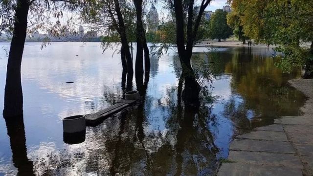 Flooded embankment in Kyiv