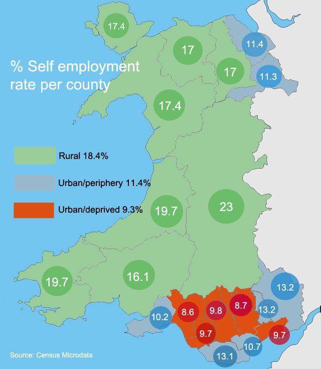 Map of self employment rate