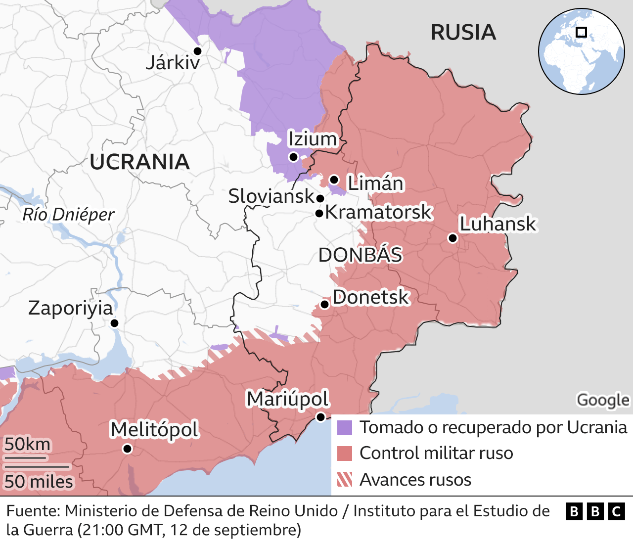 Avance de Ucrania en varias ciudades del este del país.