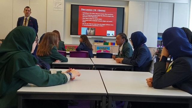 Pupils at Eden Girls School learn about the Muslim contribution to World War One.