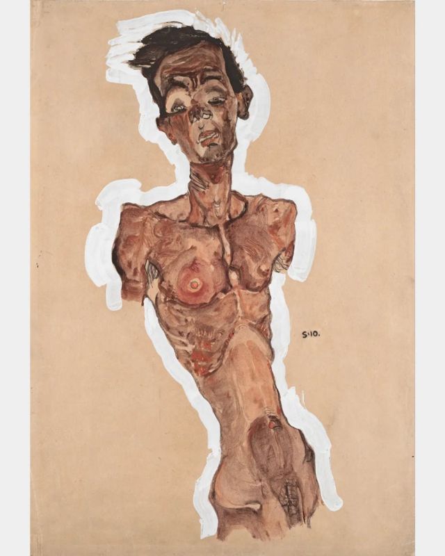 Egon Schiele fait partie des artistes qui, au début du XXe siècle, ont tourné leur regard vers leur propre corps, même si leurs représentations étaient rarement flatteuses.