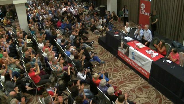 Jeremy Corbyn addresses a rally in Cardiff