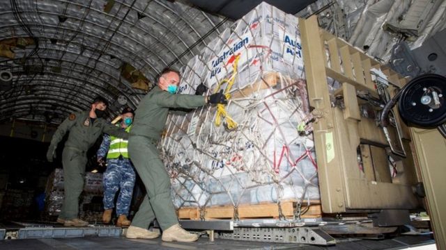 Australian Defence Forces members have already brought some supplies into Tonga