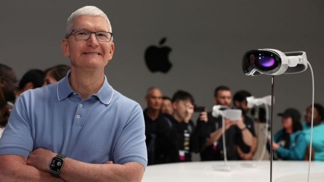 Apple Vision Pro: Tim Cook reveals AR headset 'you look through not at' - BBC Newsround