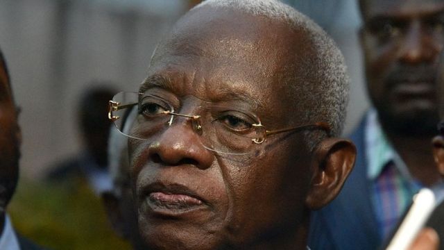 Aboudramane Sangaré, lors d'une réunion de l'opposition ivoirienne, le 15 mars 201