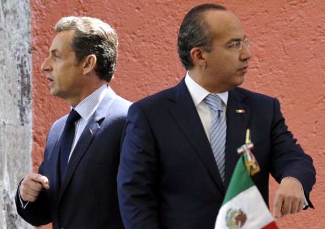 Nicolas Sarkozy y Felipe Calderón