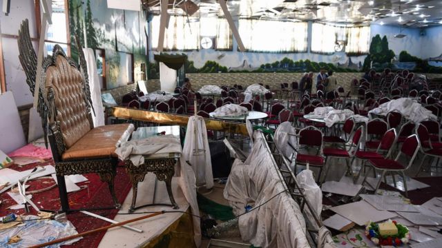 Wedding hall in Kabul after the blast. Photo: 2019