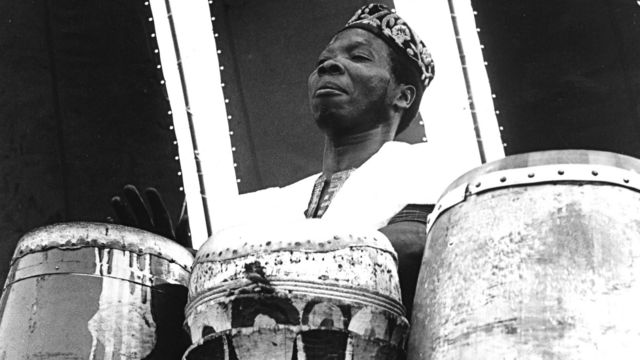 Babatunde Olatunji playing drums - circa 1960