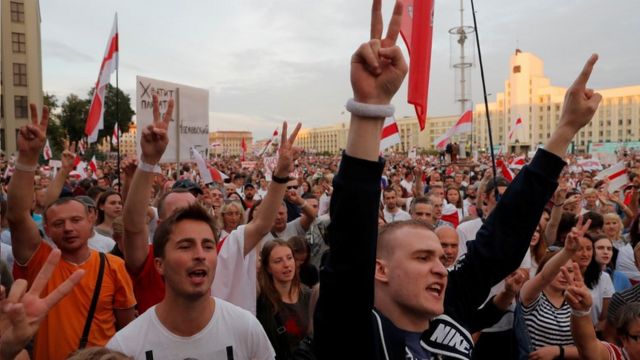 Protesto em Minsk em agosto