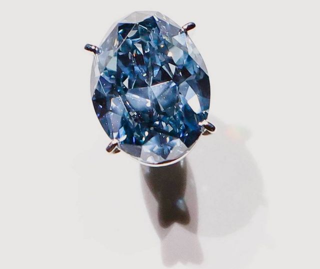 the Okavango Blue Diamond on display at the American Museum of Natural History in New York