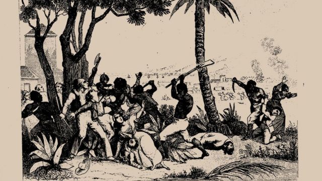 Une illustration du soulèvement des esclaves en Haïti