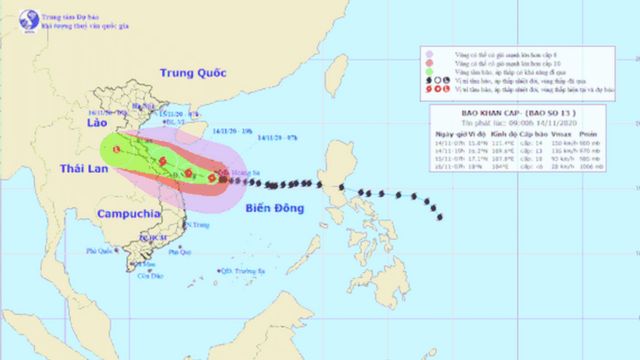 Route map of hurricane number 13