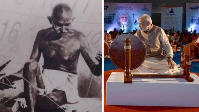 महात्मा गांधी और नरेंद्र मोदी